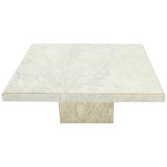 Large Square White Marble Coffee Table