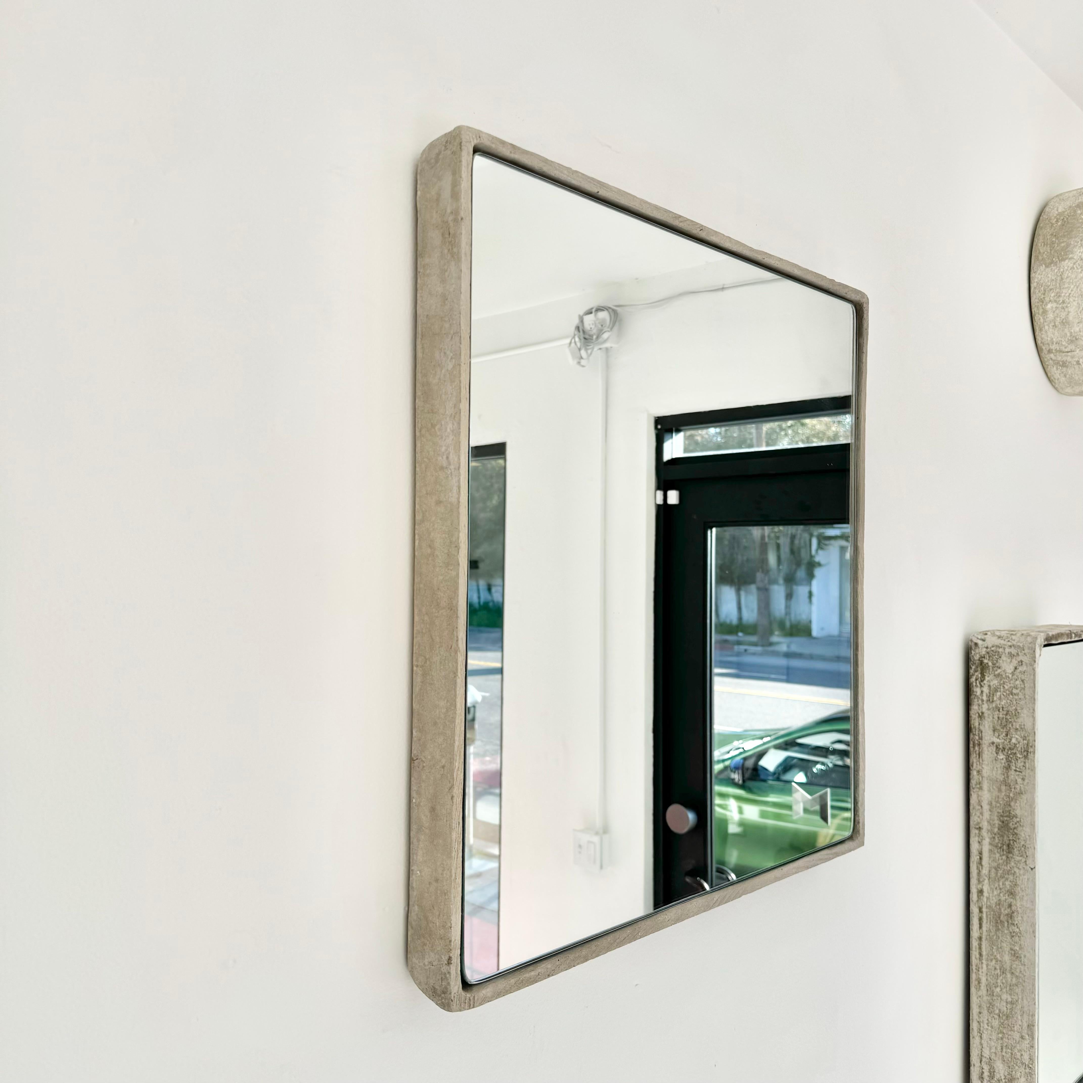 Large Square Willy Guhl Concrete Mirror, 1960s Switzerland In Good Condition For Sale In Los Angeles, CA