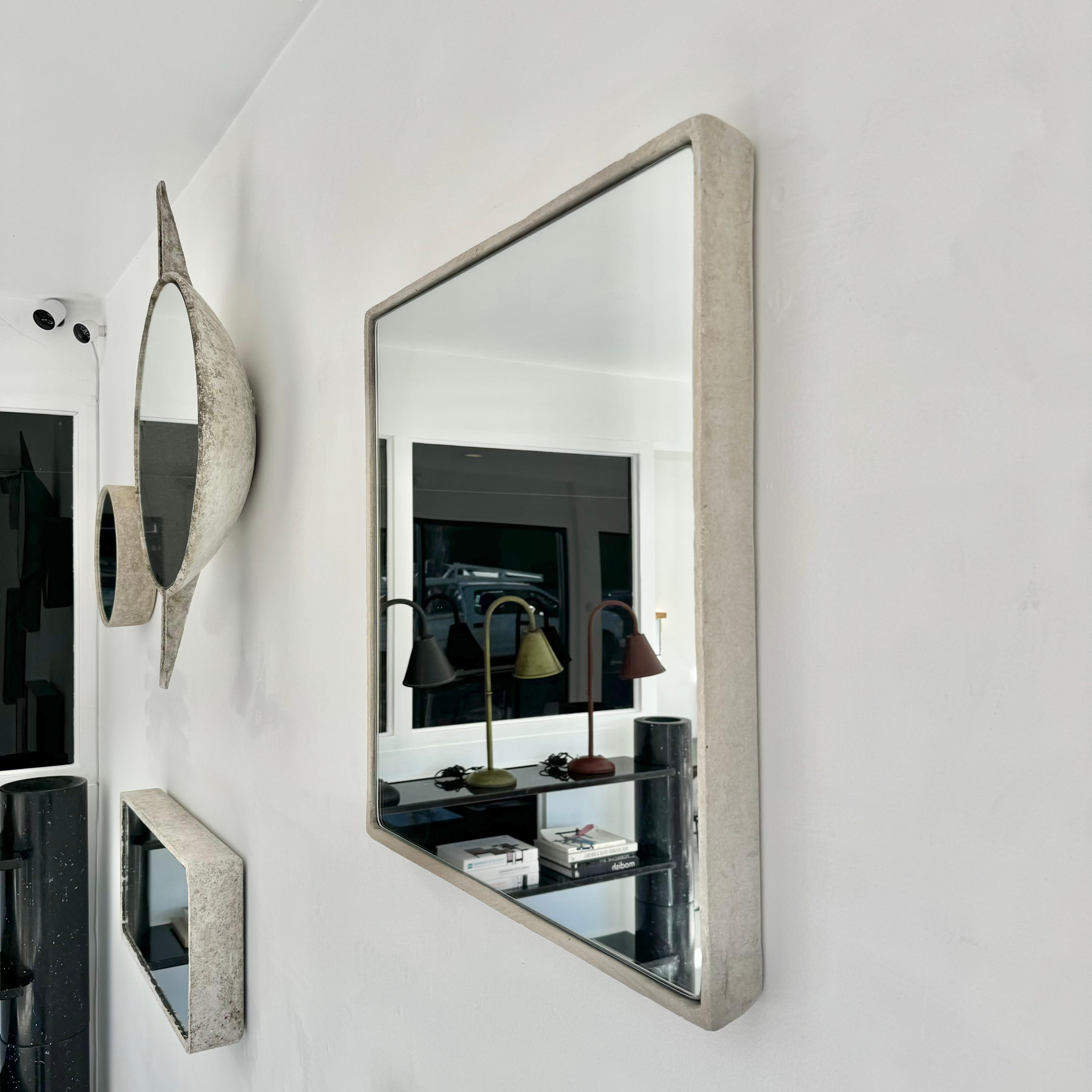 Large Square Willy Guhl Concrete Mirror, 1960s Switzerland For Sale 1