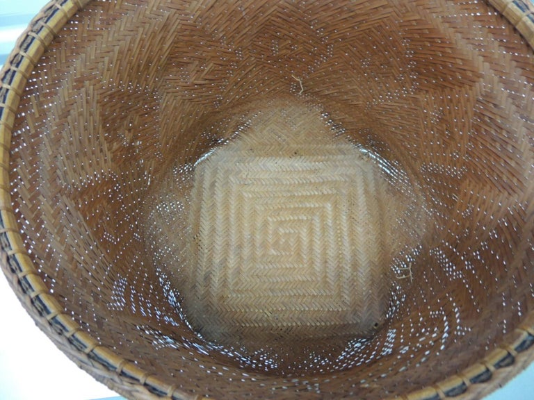 Large Square Woven Asian Decorative Basket For Sale at 1stDibs