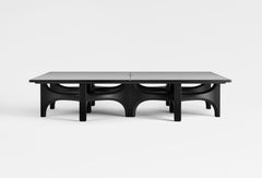 Large Squared Low Coffee Table in Solid Oak, Handcrafted in Italy, Sculptural