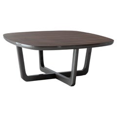 Large Squared Wood Center Table Organic Design, Walnut / Eucalyptus Table Top