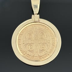 Large St. Benedict Medal 18k in 14k Frame - 30.5mm - Italy - 15.3g