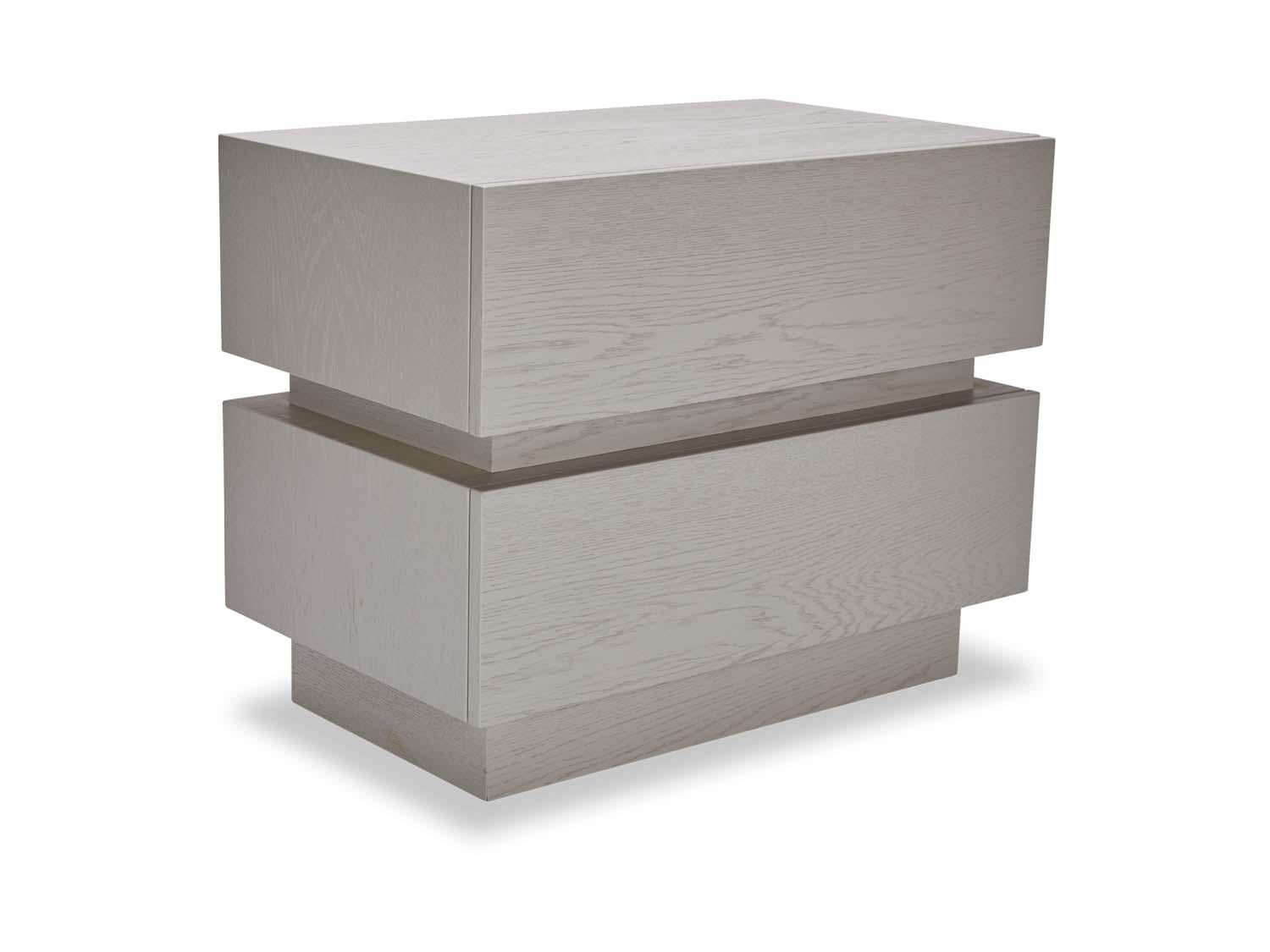 The stacked box nightstand is a bedside table with two drawers that is available in either American walnut or white oak. Available in two sizes.

The Lawson-Fenning Collection is designed and handmade in Los Angeles, California. Reach out to