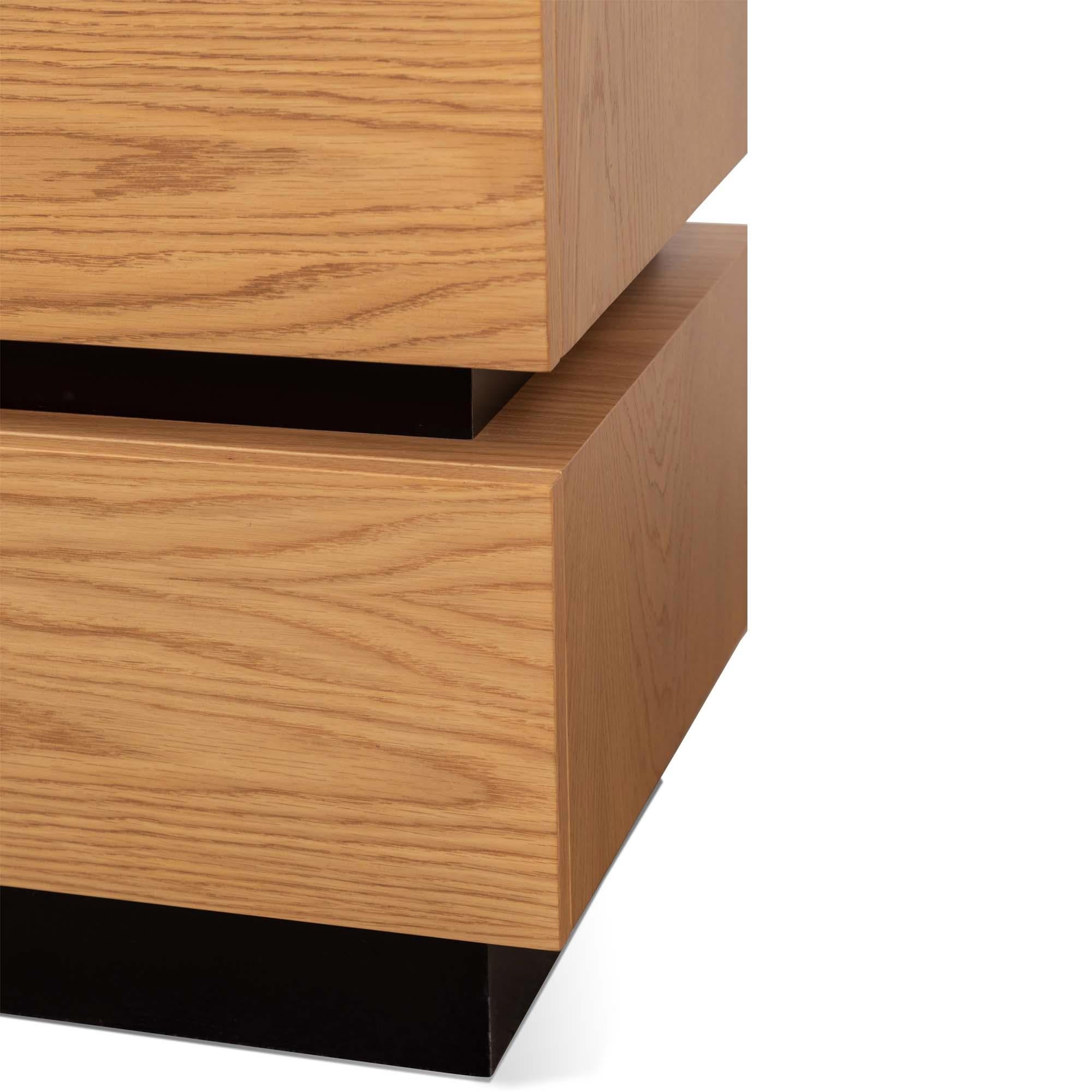 American Large Stacked Box Nightstand w/ Brass by Lawson-Fenning For Sale