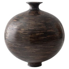 Large STACKED Sphere-shaped Vessel, Oxidized Oak, by Richard Haining, AVAILABLE