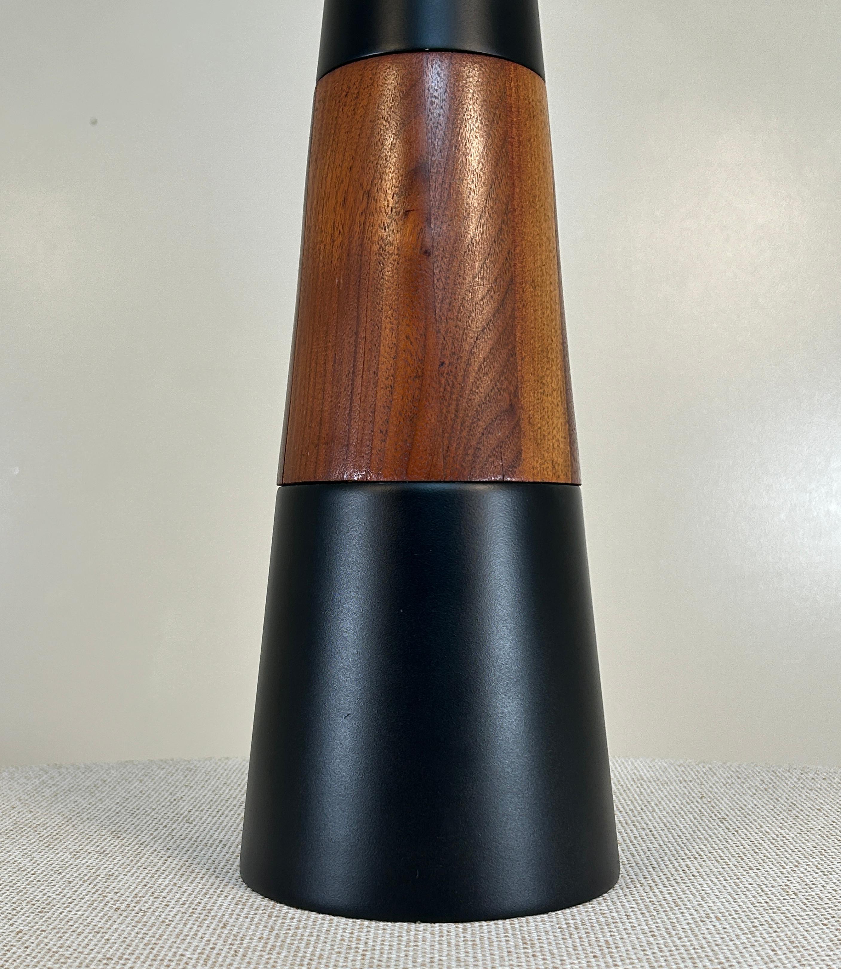Mid-Century Modern Large stacked Walnut Table Lamp For Sale