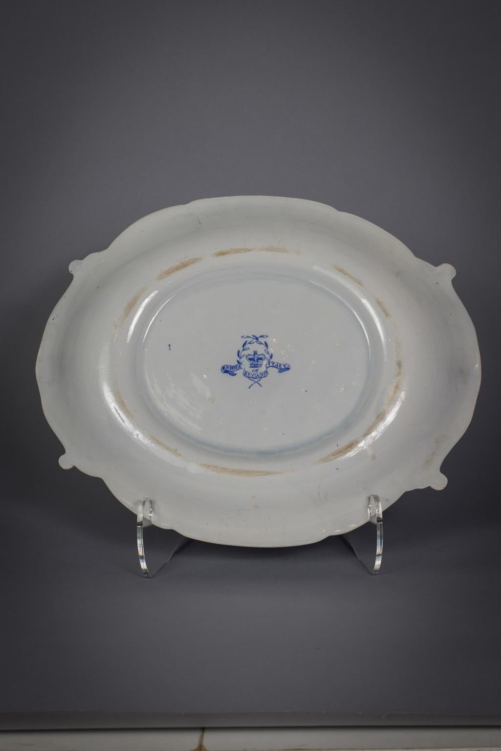 Large Staffordshire Blue and White Transferware Soup Tureen and Stand, ca. 1860 3