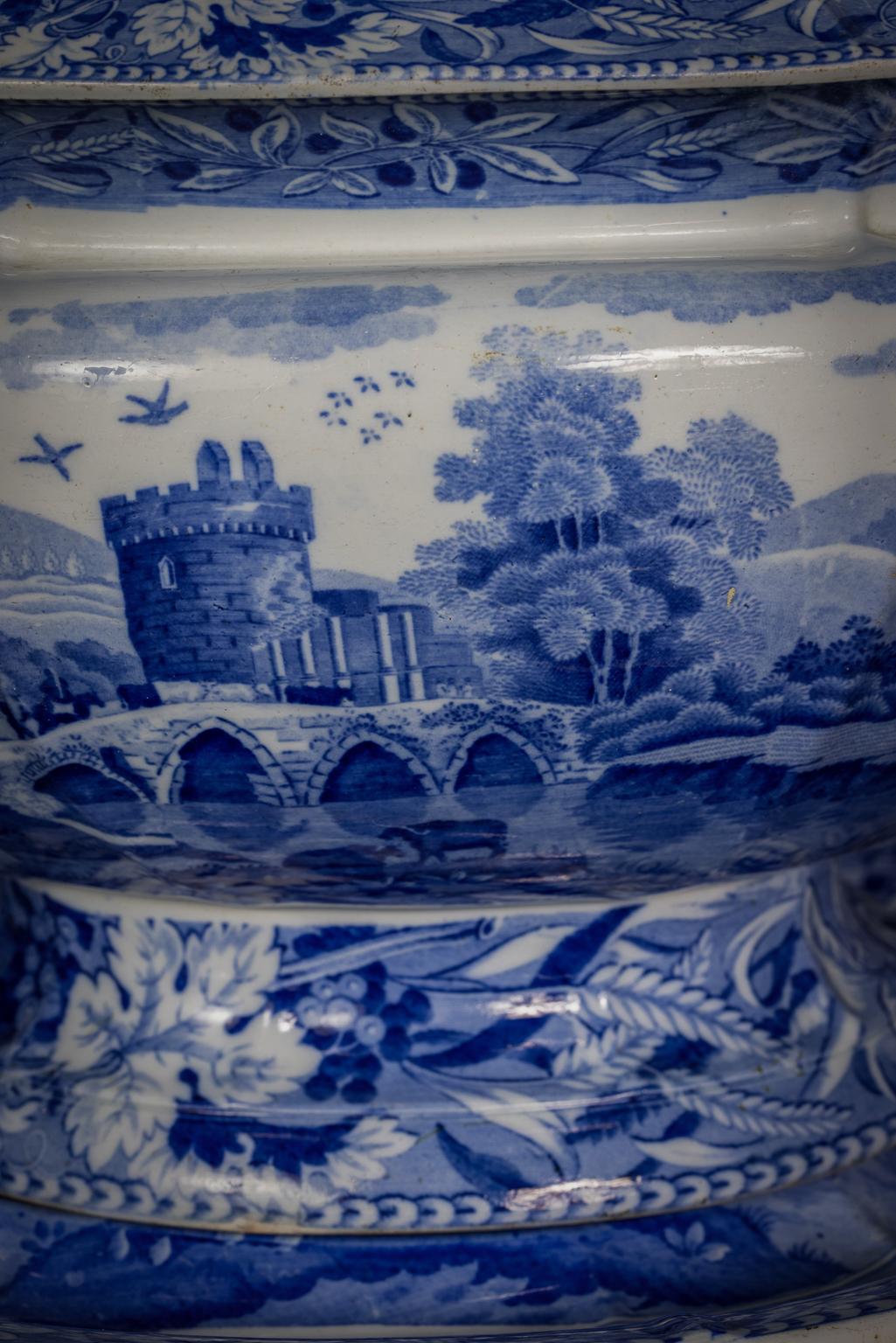 blue and white tureen