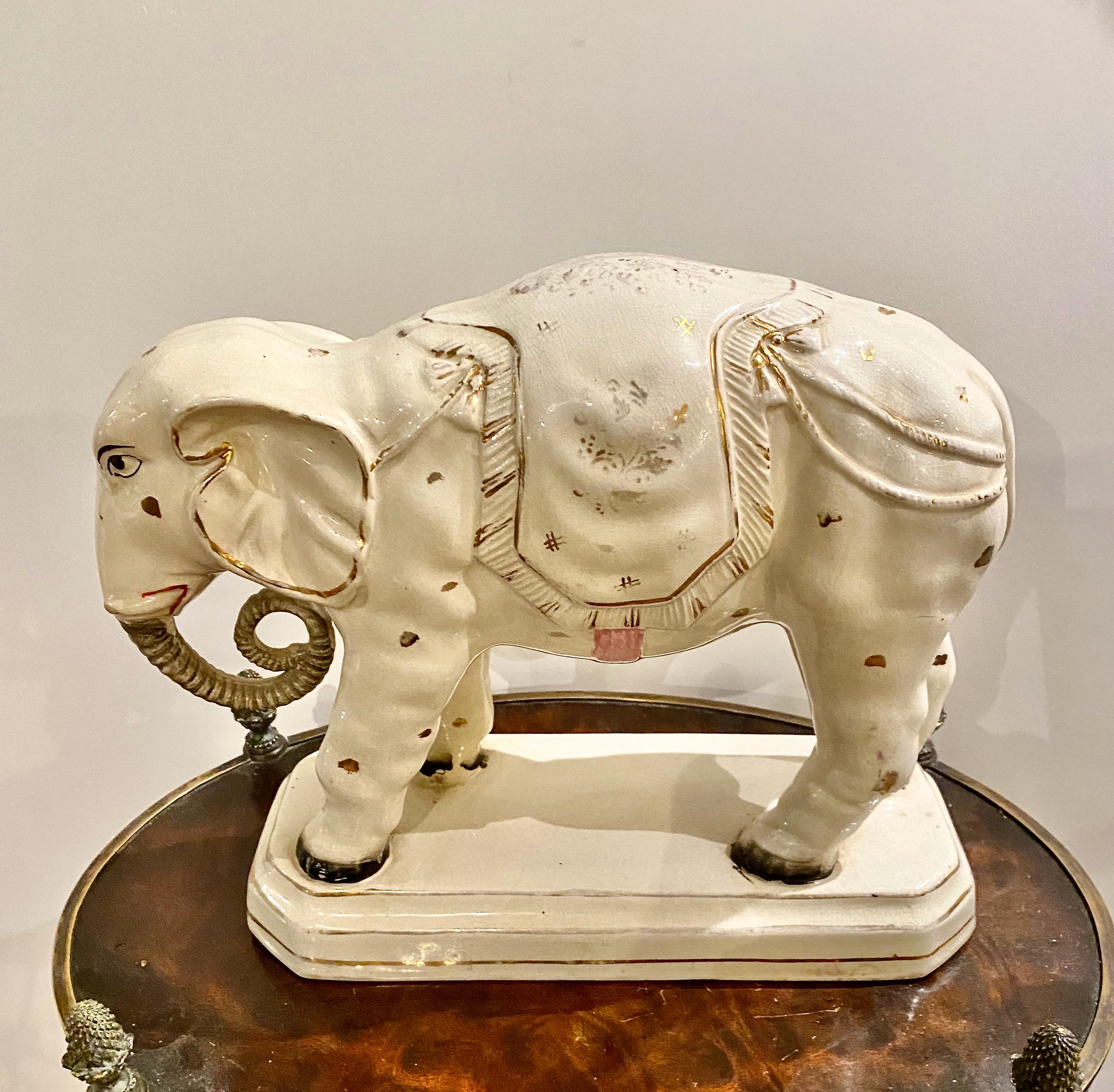 Victorian Large Staffordshire Elephant, c. 1880 For Sale