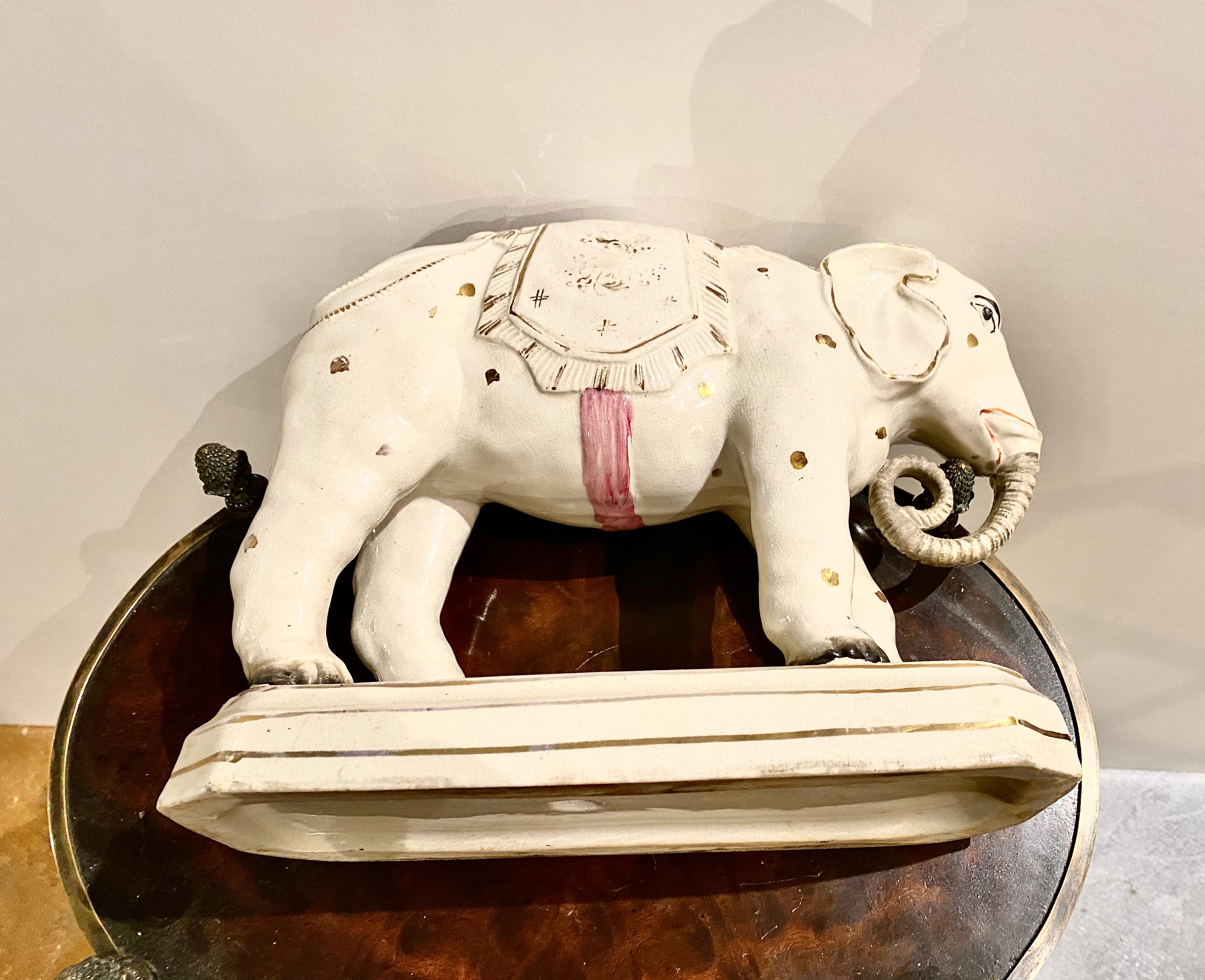 Late 19th Century Large Staffordshire Elephant, c. 1880 For Sale