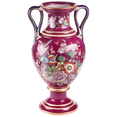 Large Staffordshire Porcelaneous Twin Handled Vase