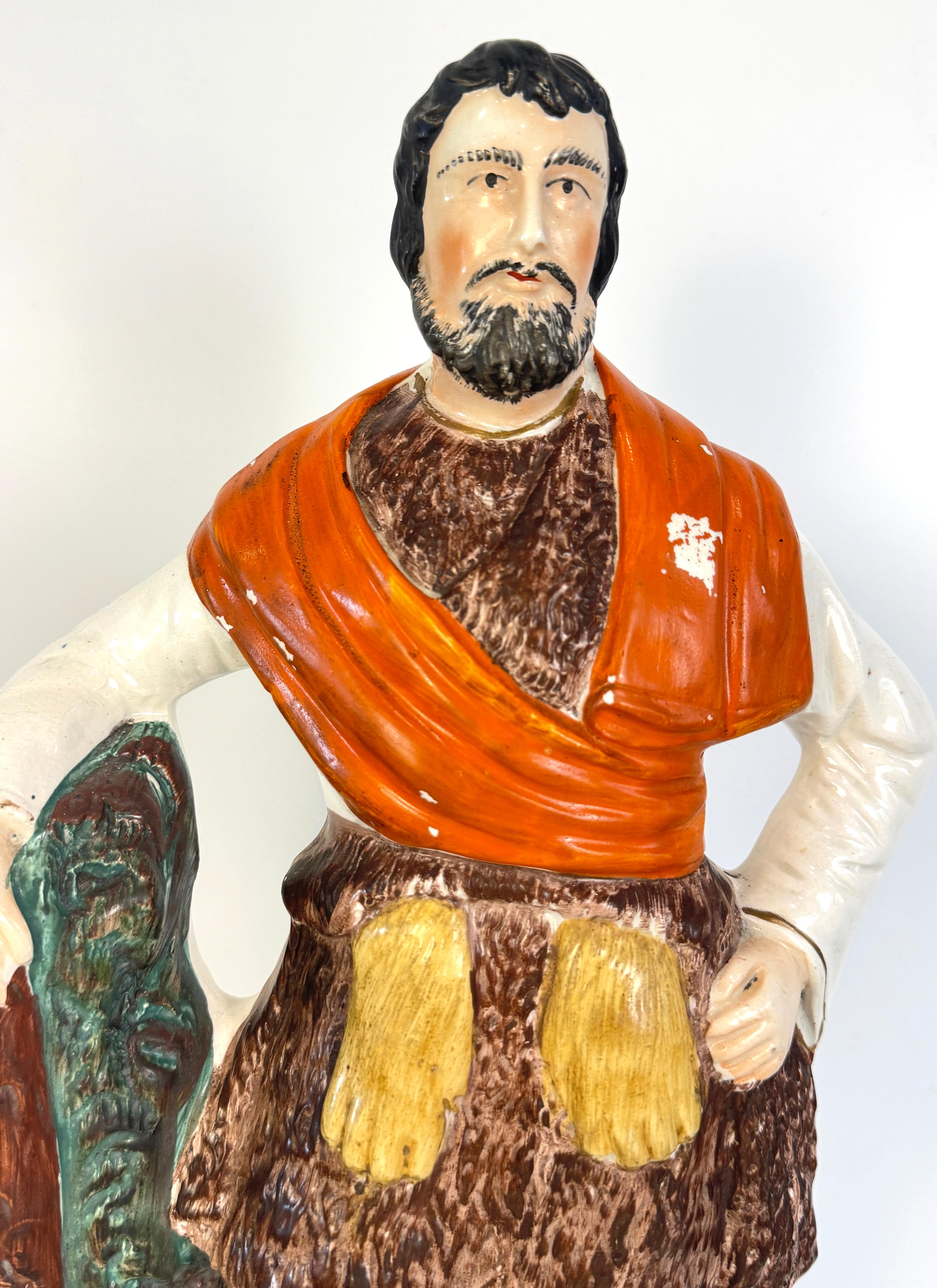 Grande figure d'Hercule en poterie du Staffordshire État moyen - En vente à Philadelphia, PA