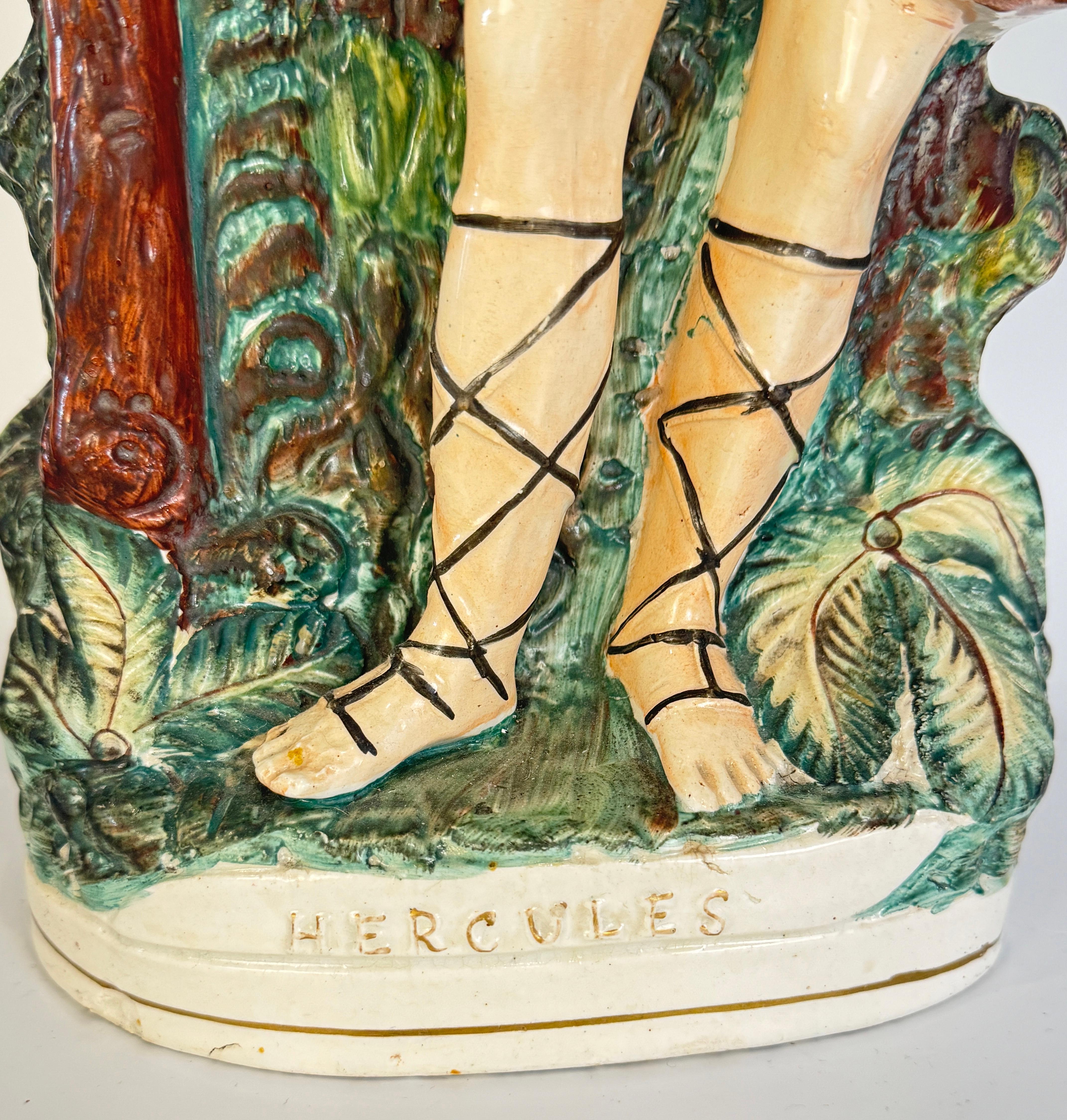 XIXe siècle Grande figure d'Hercule en poterie du Staffordshire en vente
