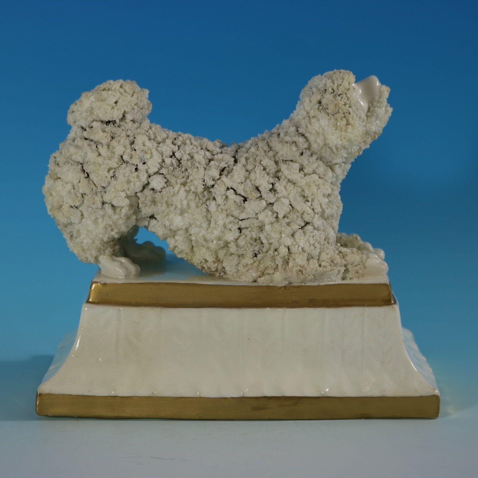 Victorian Large Staffordshire Pottery Porcellaneous Poodle For Sale