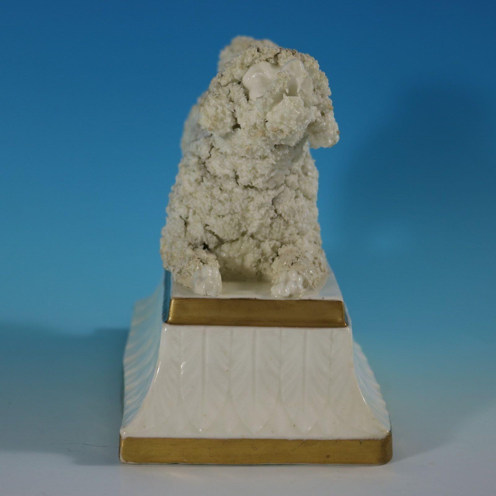 Large Staffordshire Pottery Porcellaneous Poodle In Fair Condition For Sale In Chelmsford, Essex