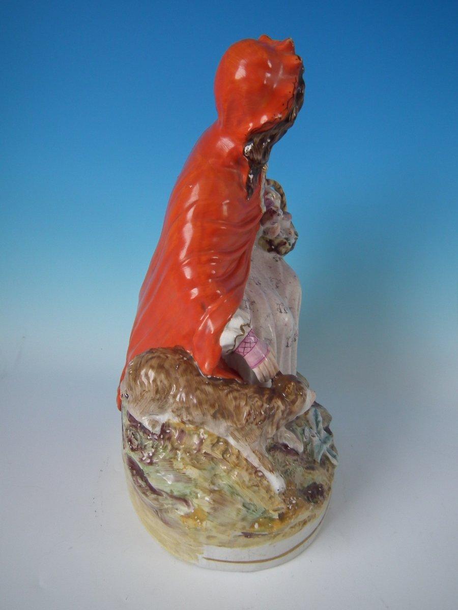 Victorian Large Staffordshire Red Riding Hood and Wolf Figure For Sale