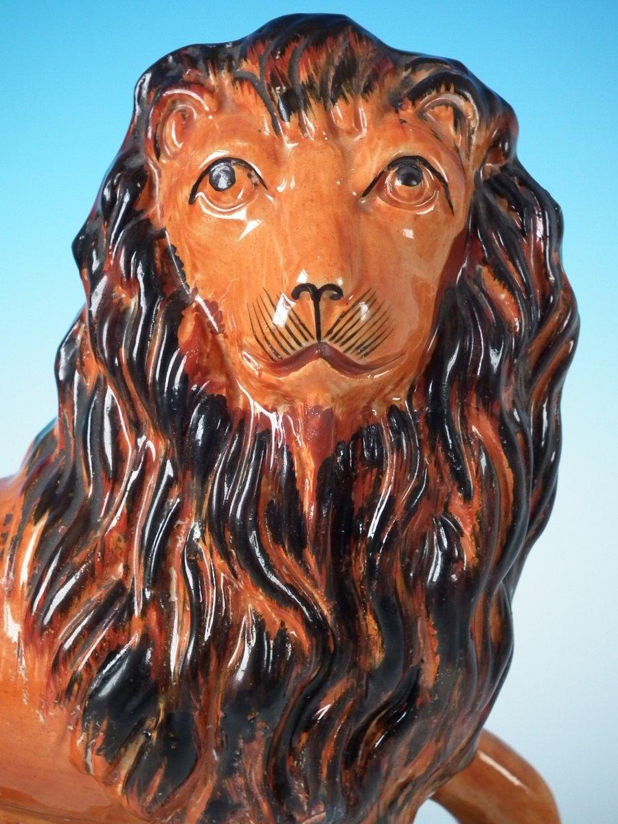 Large Staffordshire Standing Lion Figure 3