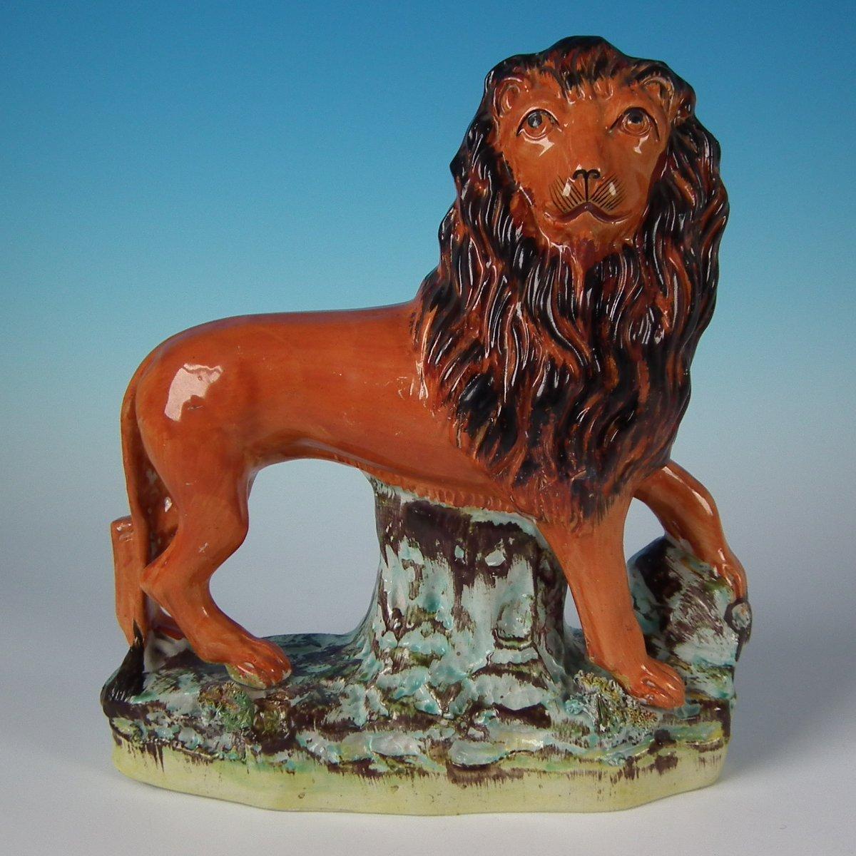 English Large Staffordshire Standing Lion Figure