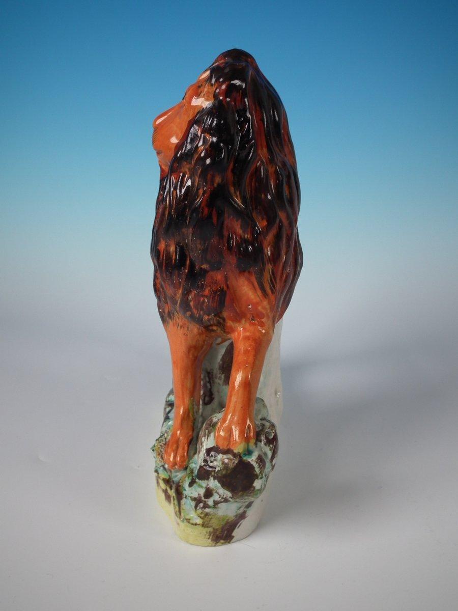 Mid-19th Century Large Staffordshire Standing Lion Figure