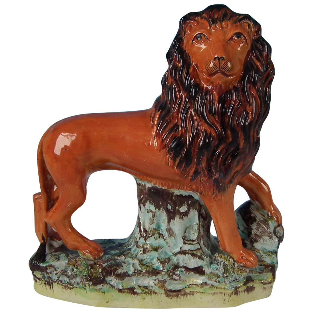 Large Staffordshire Standing Lion Figure