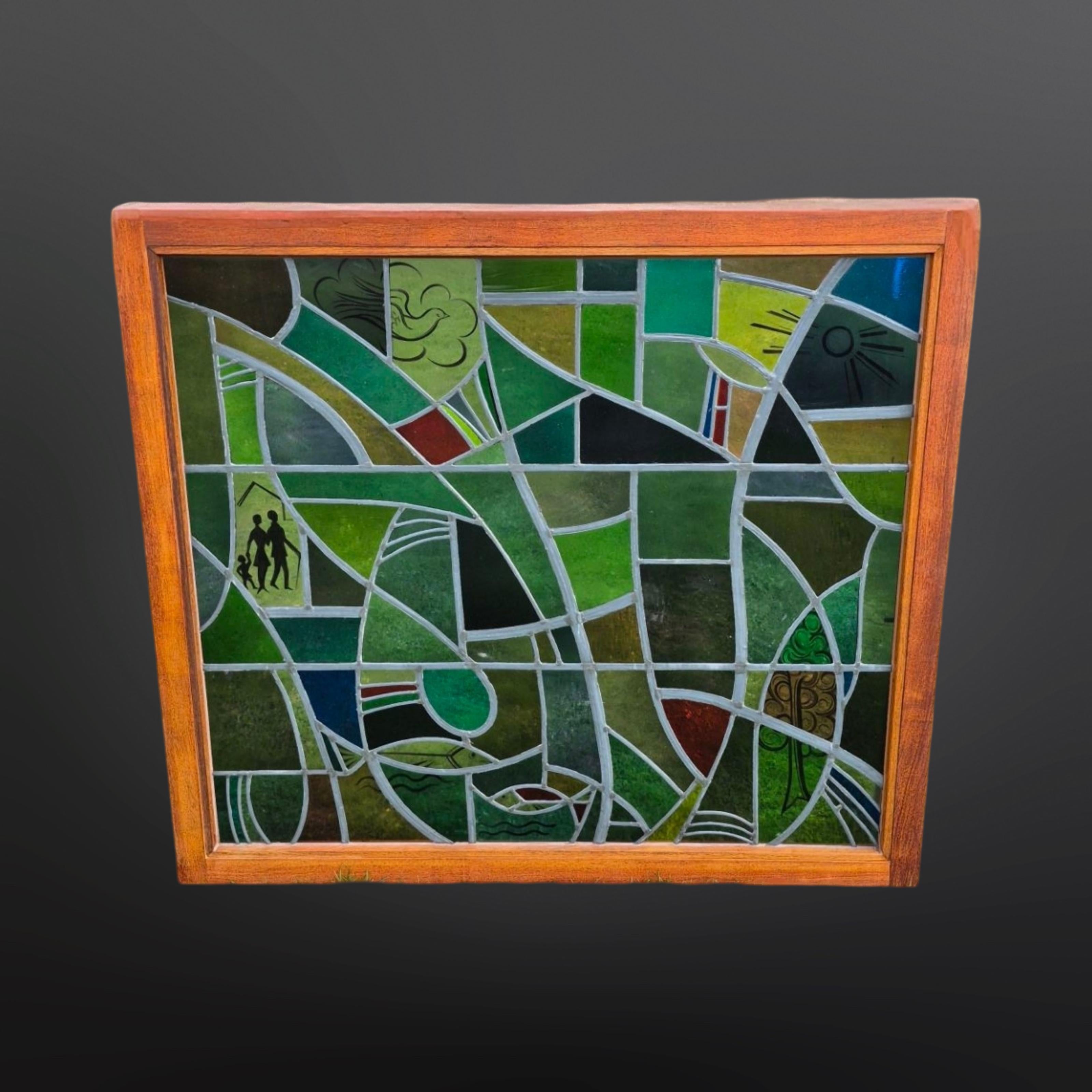 Großes Glasmalerei-Kunstwerk von Hubert Felix, Niederlande 1966 im Angebot 2