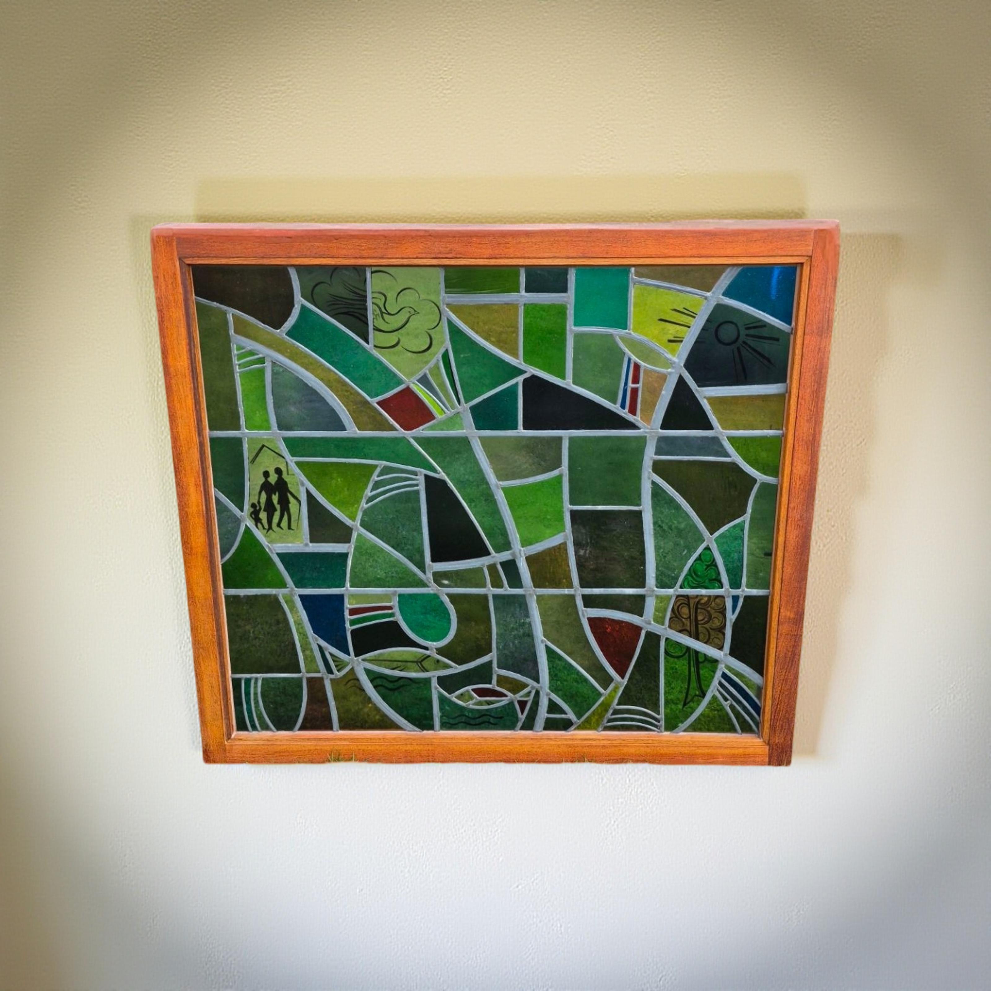 Großes Glasmalerei-Kunstwerk von Hubert Felix, Niederlande 1966 im Angebot 3
