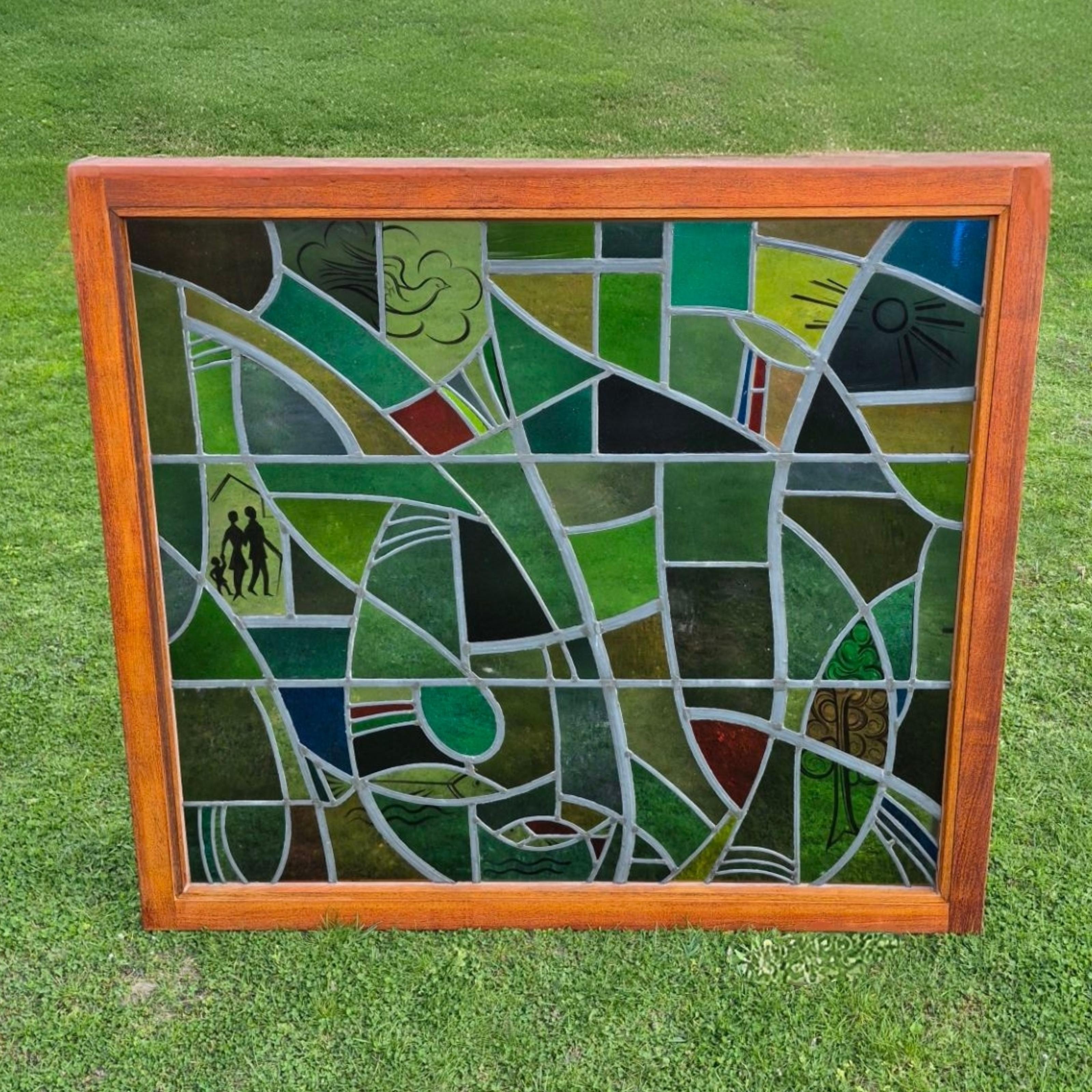 Großes Glasmalerei-Kunstwerk von Hubert Felix, Niederlande 1966 im Angebot 5