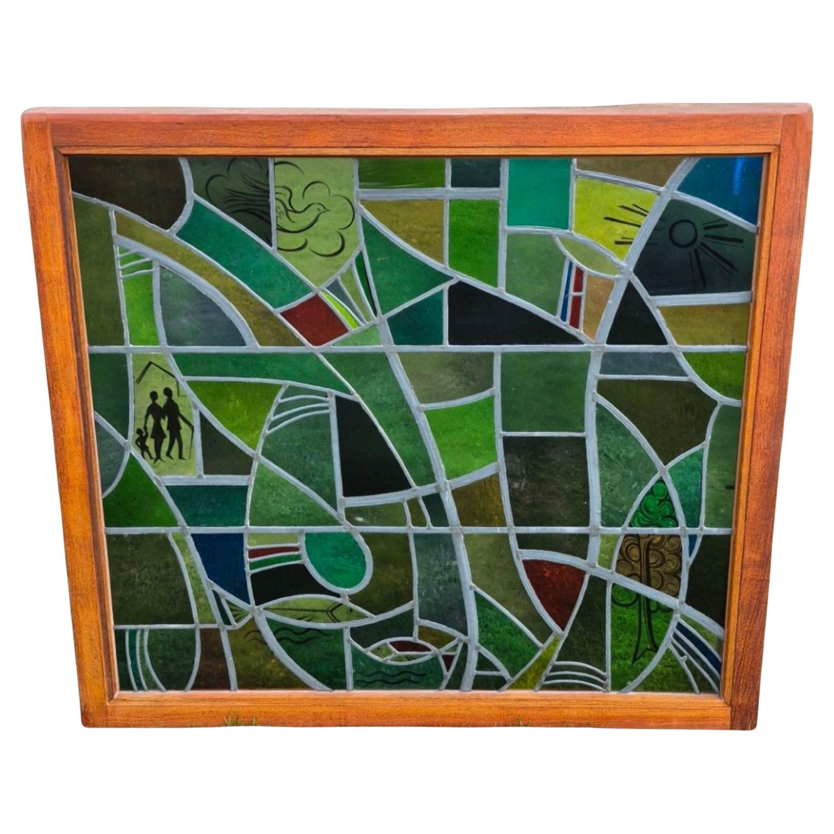 Großes Glasmalerei-Kunstwerk von Hubert Felix, Niederlande 1966 im Angebot