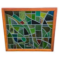 Grande opera d'arte in vetro colorato di Hubert Felix, Paesi Bassi 1966