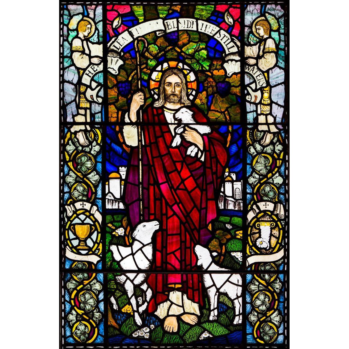 Large Stained Glass Jesus Window from Scottish Church