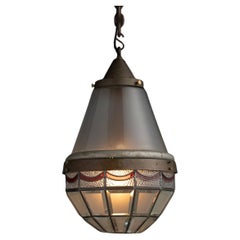 Large Stained Glass Pendant, Denmark circa 1930