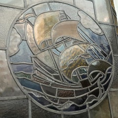 Large Stained Glass Triptych Window