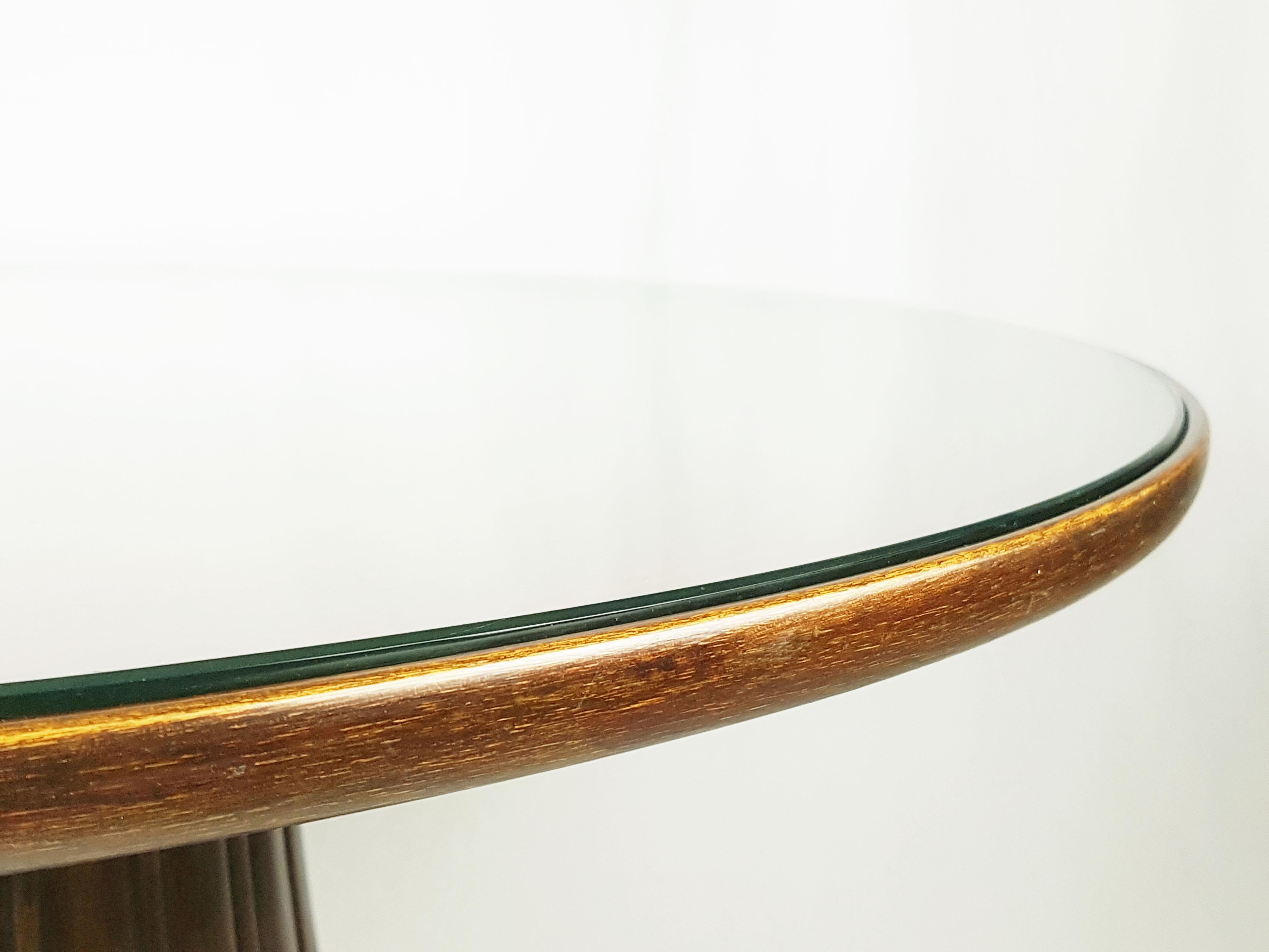 Verre Grande table basse en bois teinté et verre des années 1930-1940 attribuée à Guglielmo Ulrich en vente