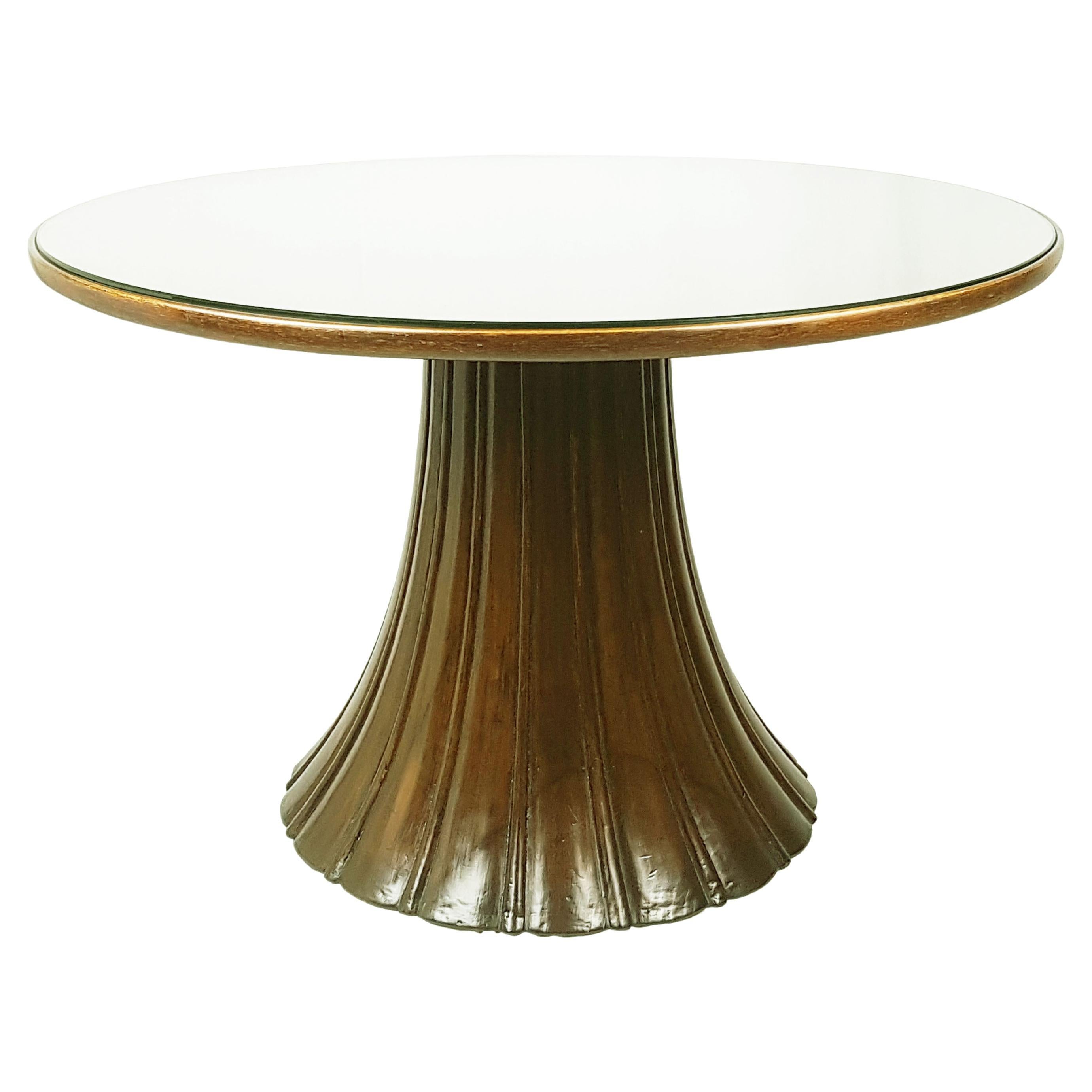 Grande table basse en bois teinté et verre des années 1930-1940 attribuée à Guglielmo Ulrich en vente