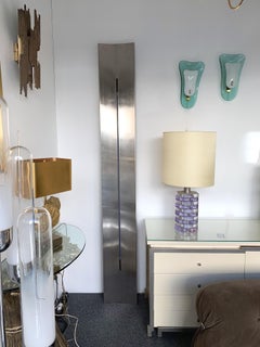 Large Stainless Steel Panel Sconces, France, 1970s