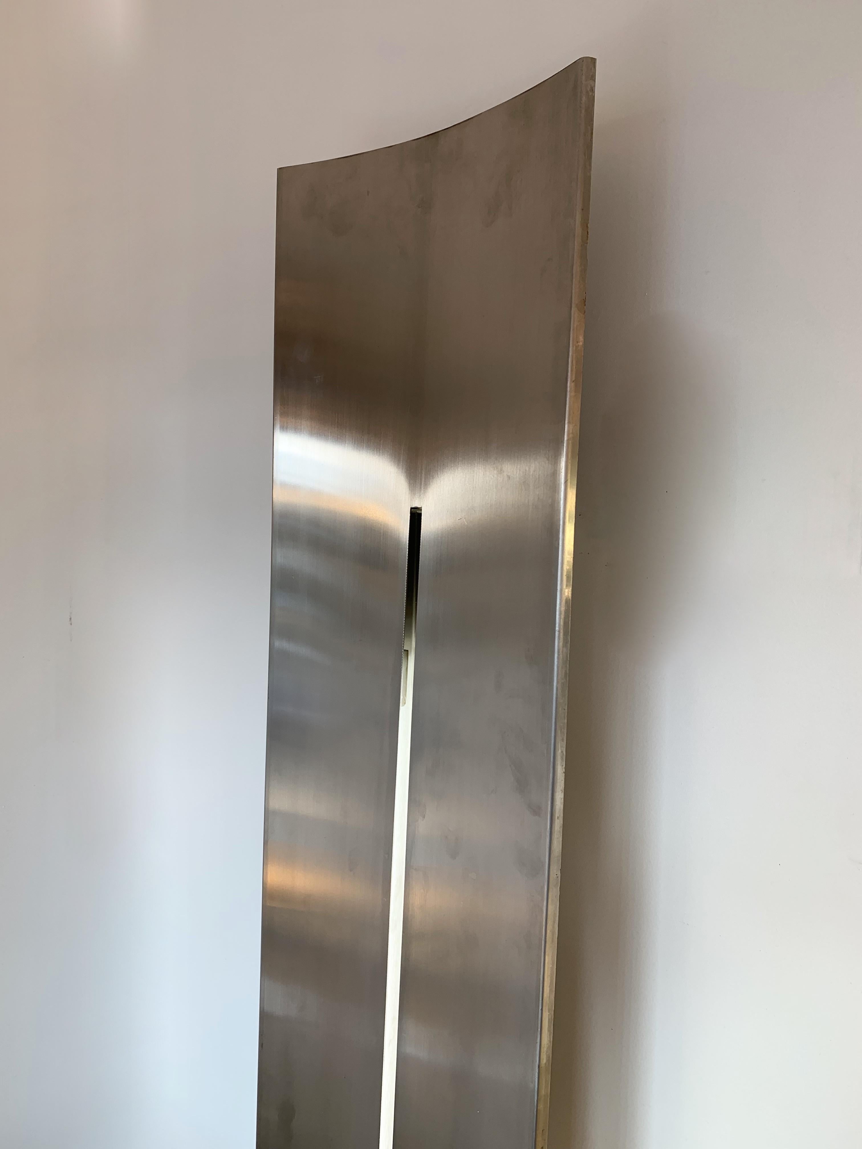 French Large Stainless Steel Panel Sconces, France, 1970s