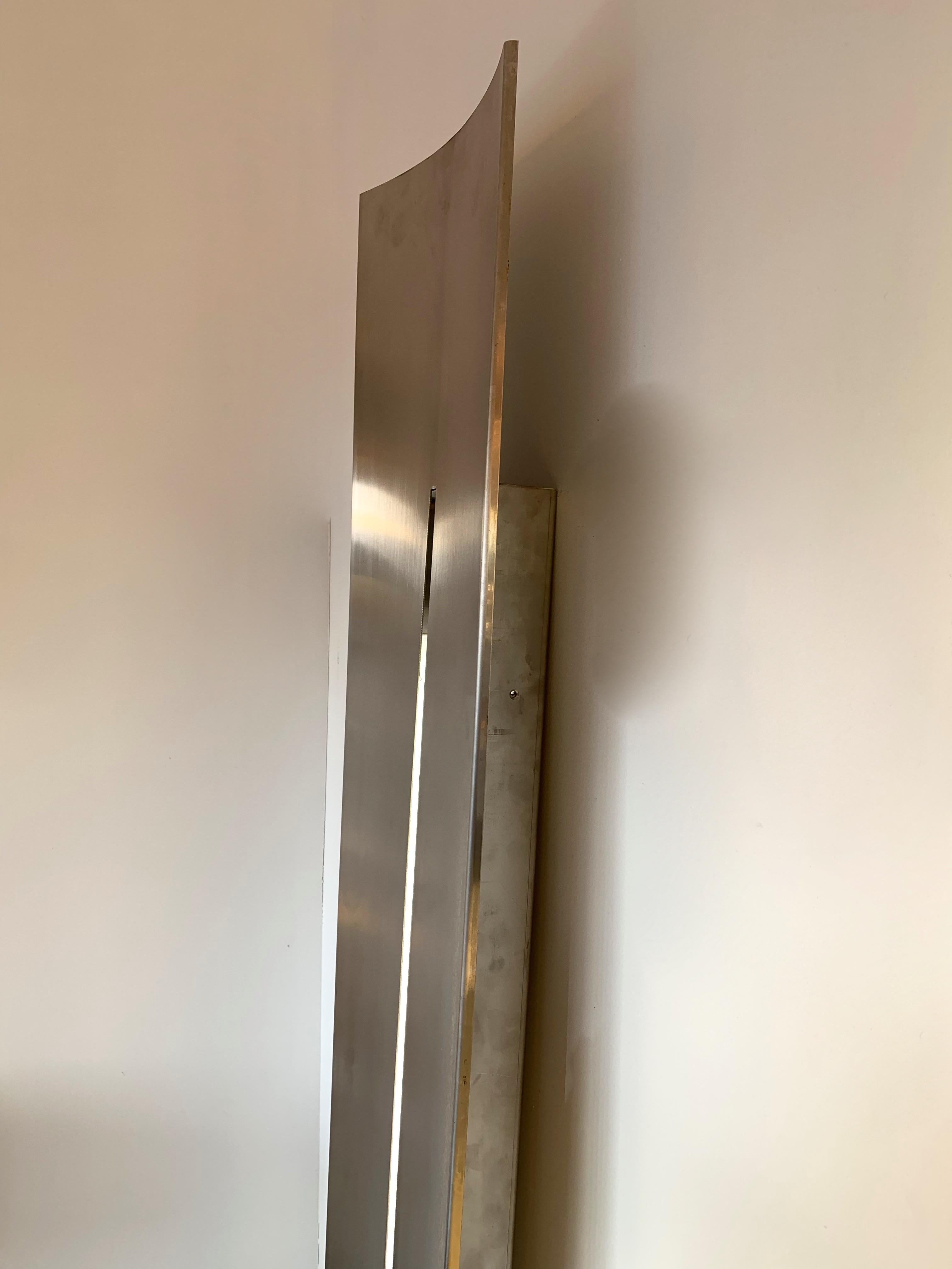 Large Stainless Steel Panel Sconces, France, 1970s 3