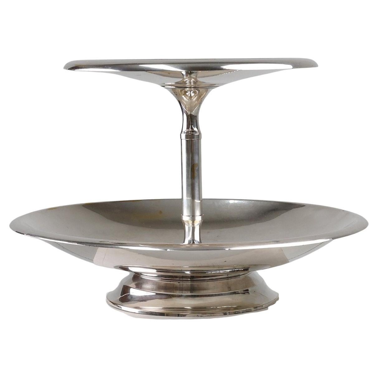 Large stamped Antique Silver-Plated Etagere, France, 1900s