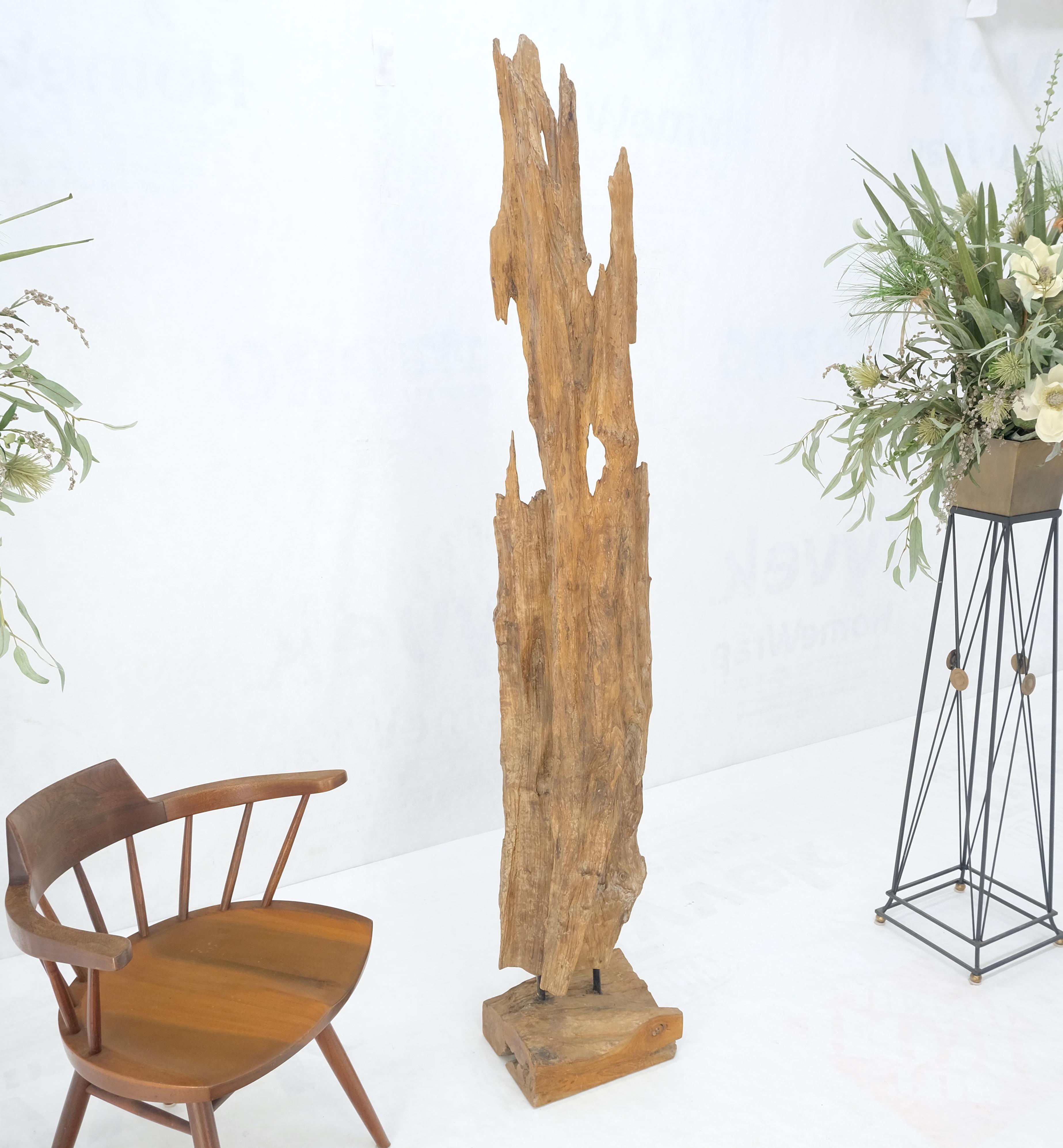 Large Standing 6.5' Tall Abstract Driftwood Sculpture on Wooden Block Base MINT! For Sale 1