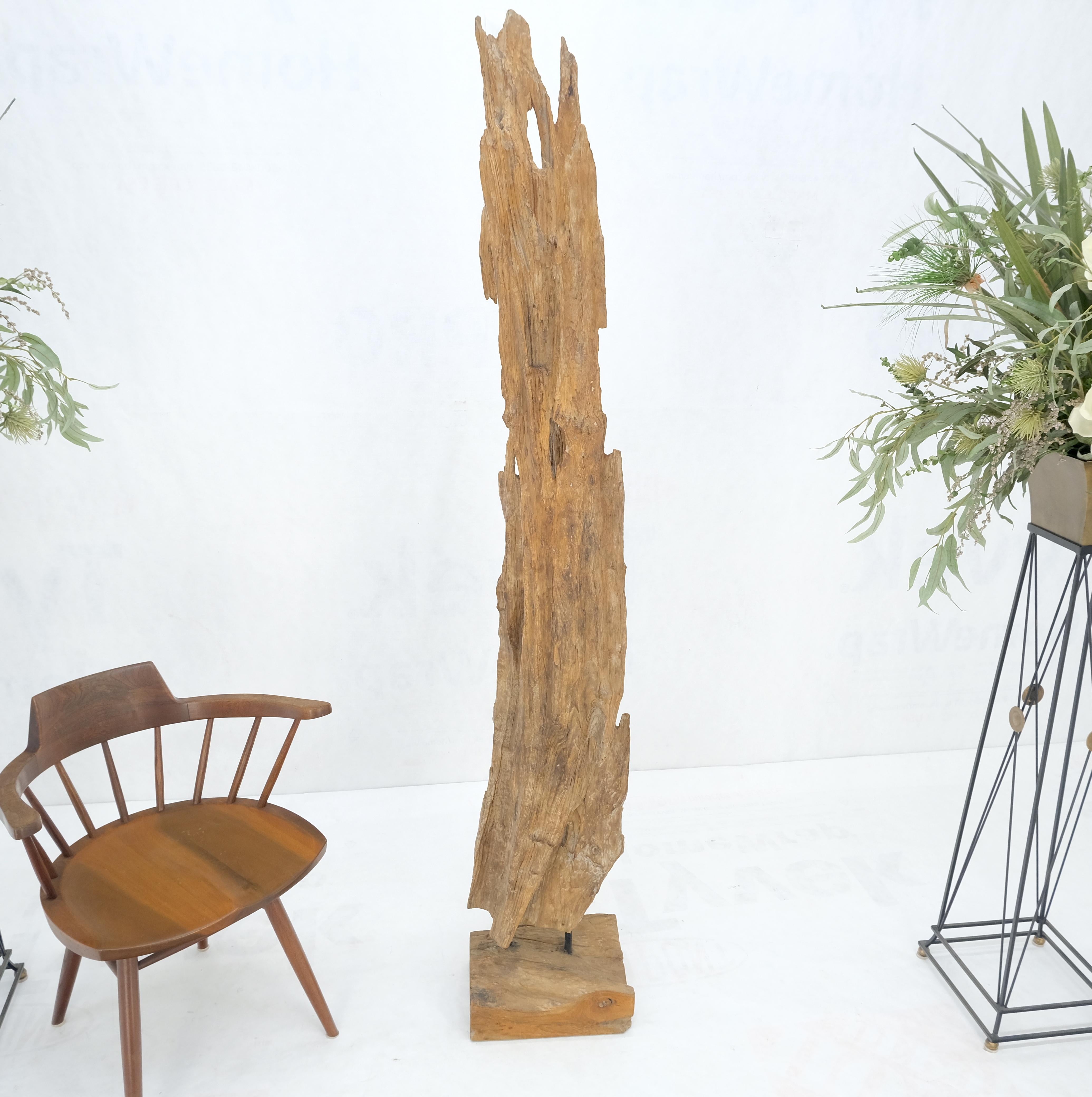 Large Standing 6.5' Tall Abstract Driftwood Sculpture on Wooden Block Base MINT! For Sale 2