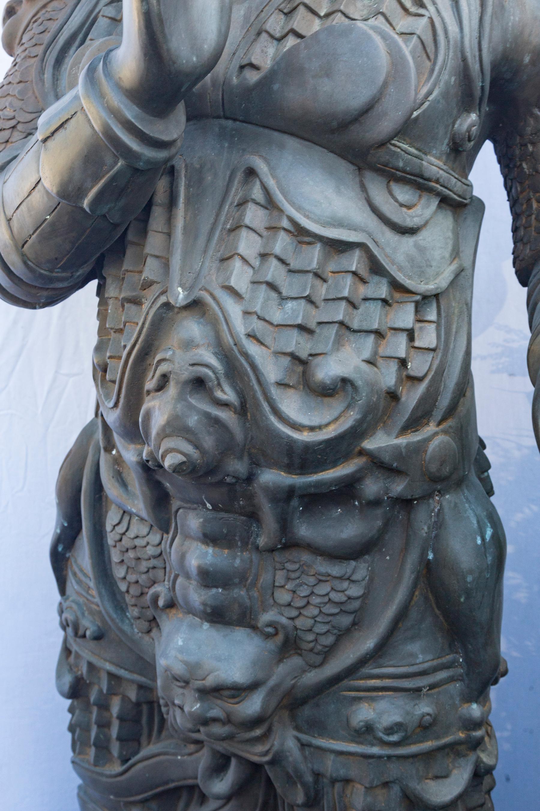 Large Standing Bronze Figure of a Chinese Soldier For Sale 4
