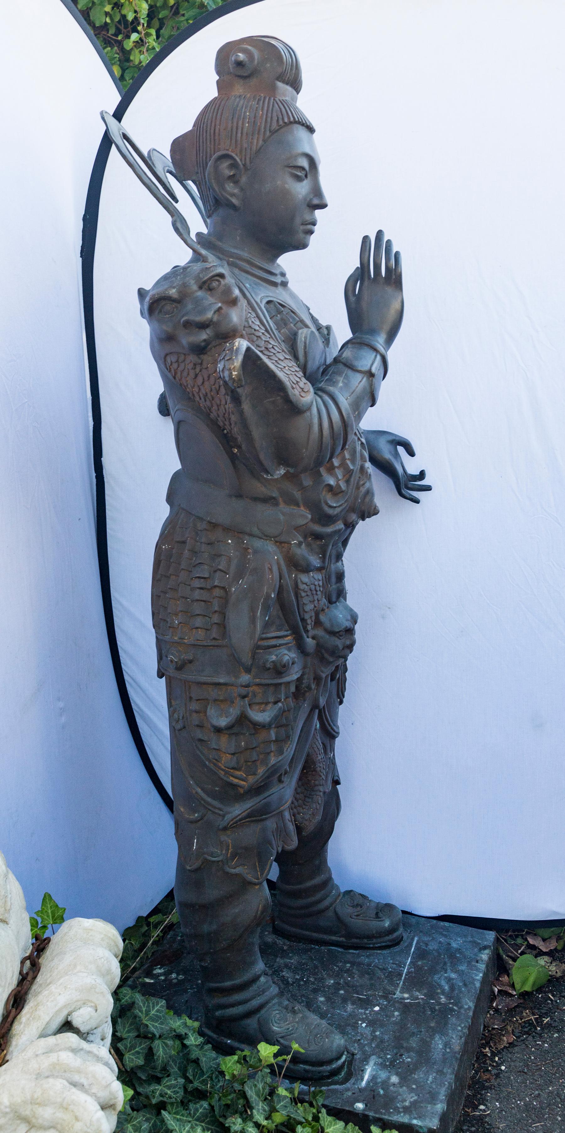 Large Standing Bronze Figure of a Chinese Soldier For Sale 1