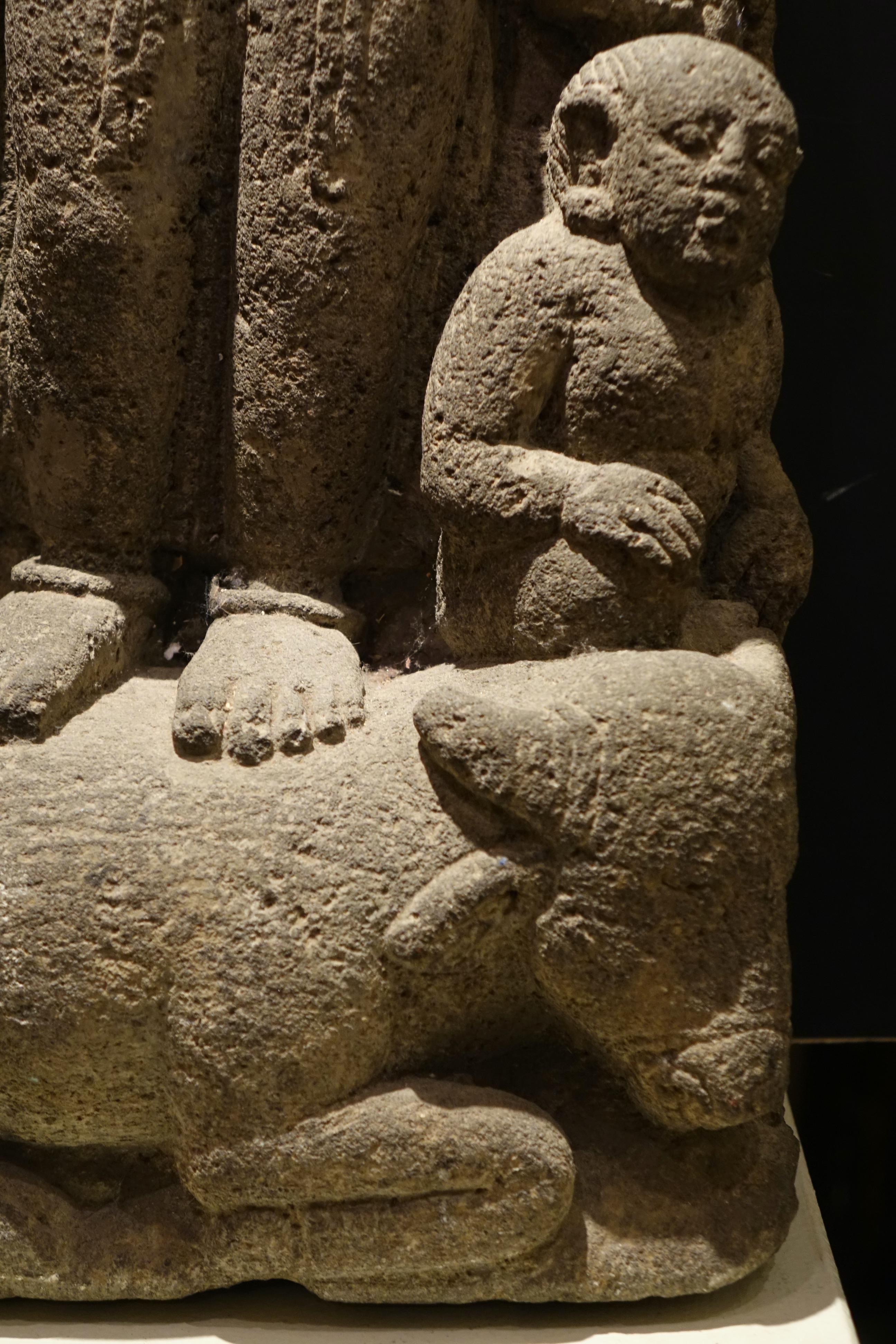 Medieval Large Standing Goddess, Volcanic Stone, 13th Century. For Sale