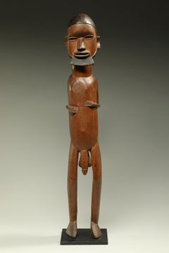 Large standing male Teke figure with expressive face, beard, Congo, DRC Africa