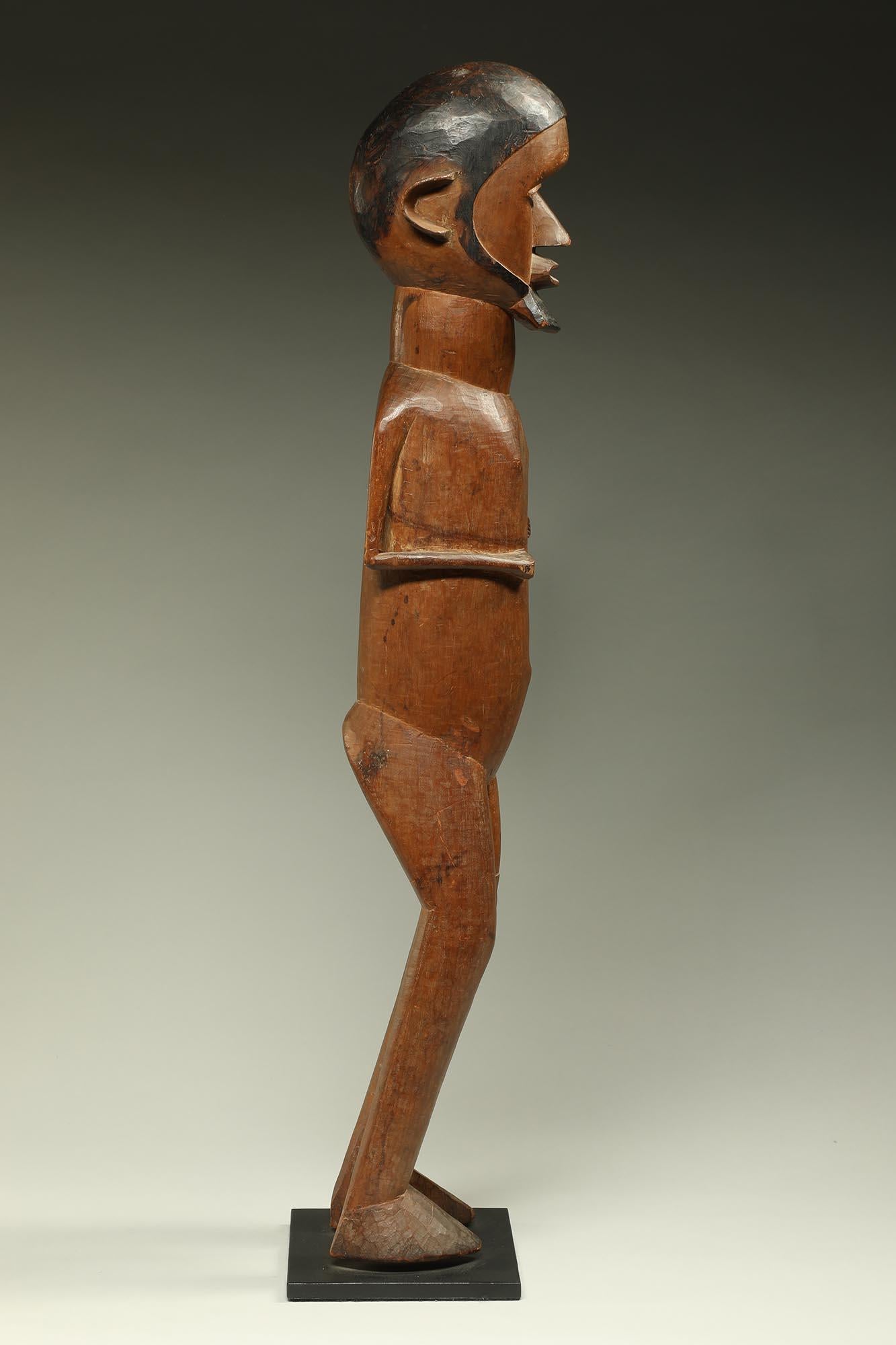Large standing male Teke figure with expressive face, beard, Congo, DRC Africa 1