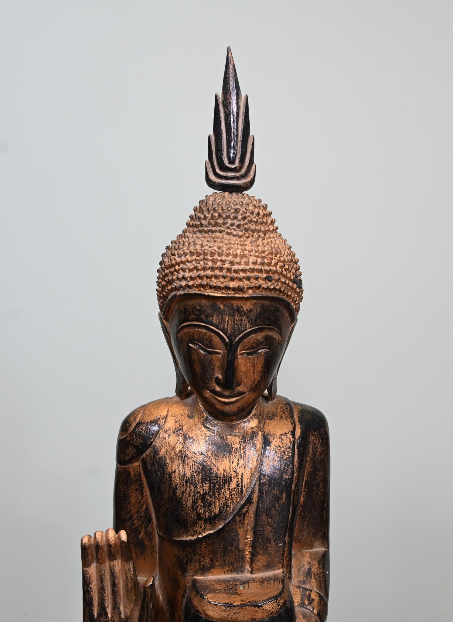 Gran estatua de Buda tailandés de pie Budismo Cuenco de ofrendas Arte budista en Bueno estado para la venta en Potters Bar, GB