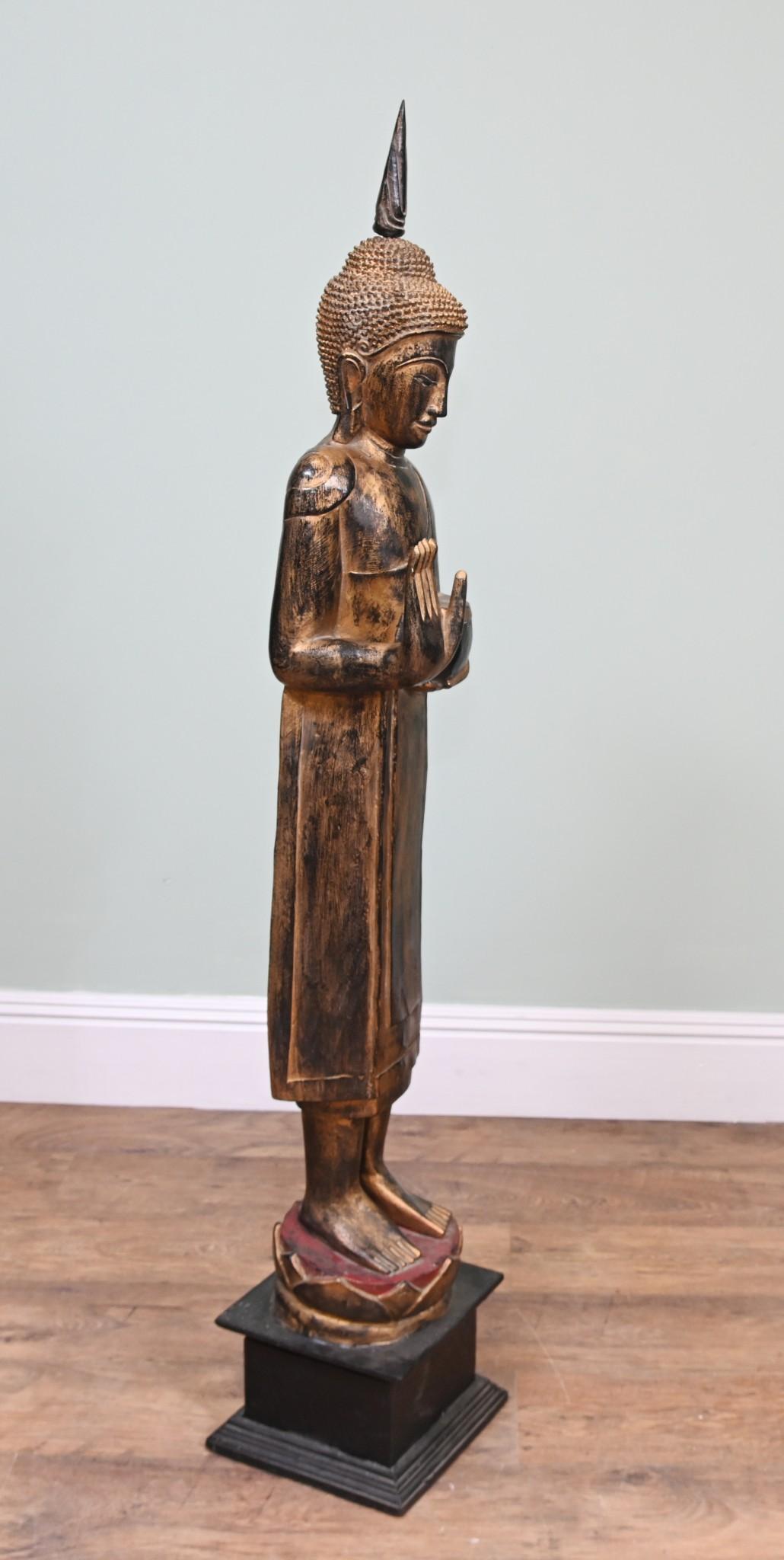 Gran estatua de Buda tailandés de pie Budismo Cuenco de ofrendas Arte budista en venta 4