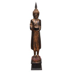 Large Standing Thai Buddha Statue Buddhism Offering Bowl Buddhist Art