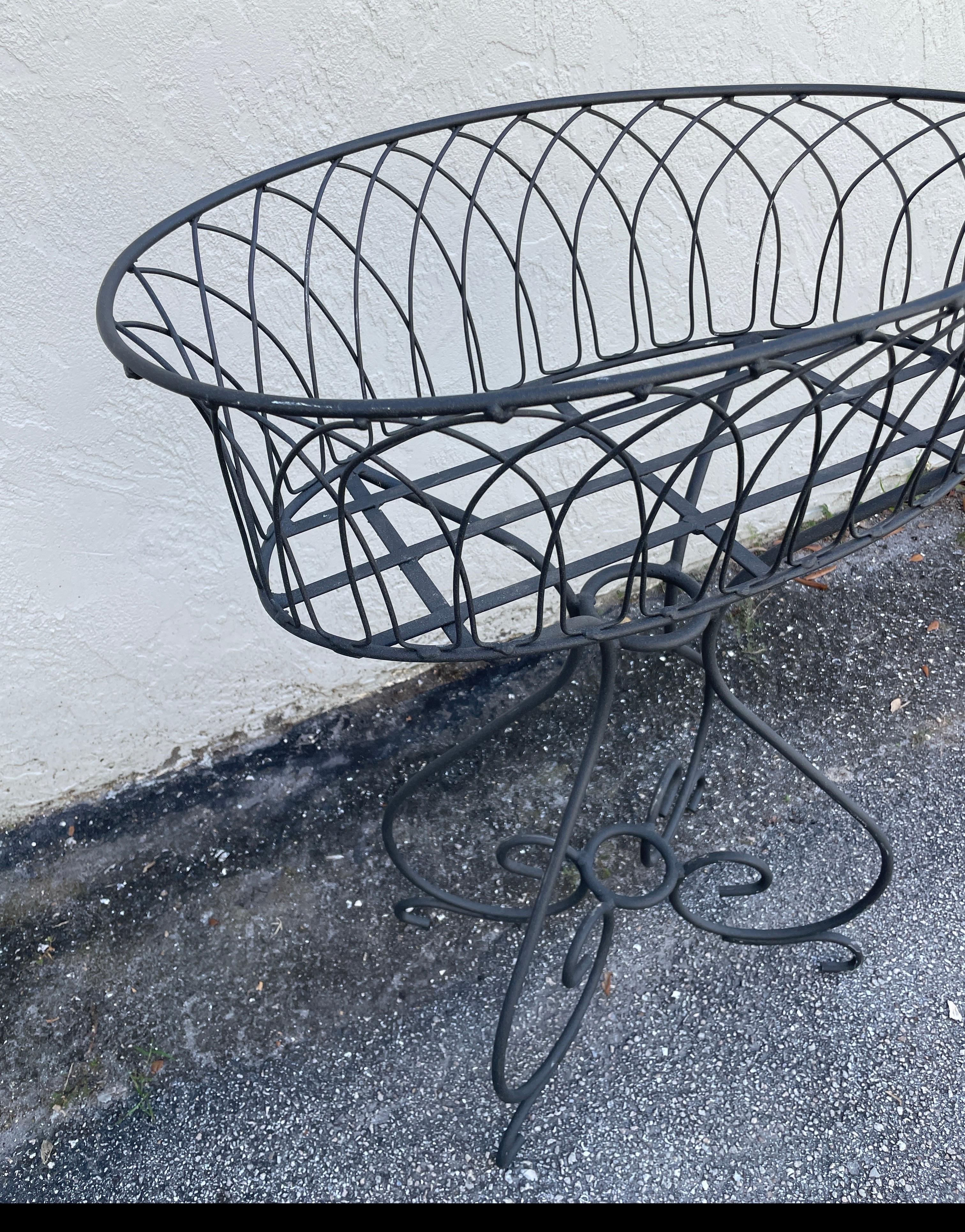 20th Century Large Standing Wrought Iron Planter For Sale